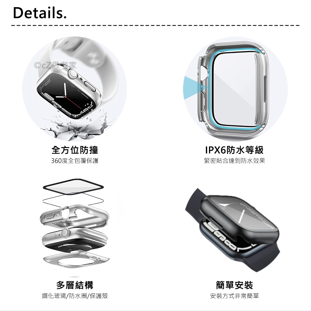 【299免運】Apple Watch Ultra 2 S9 8 7 6 5 360度全包防水殼 IPX6 防撞殼 錶殼-細節圖5