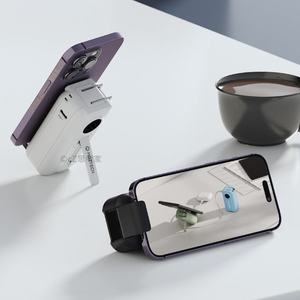 【299免運】原廠授權店家 MOZTECH 太空艙 行動電源 直插式行動電源 行動充電 充電寶 手機支架 充電支架-細節圖10