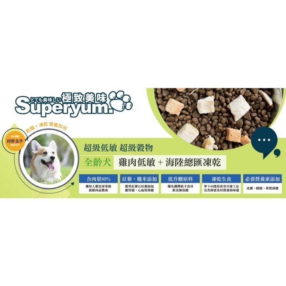 Superyum極致美味 全齡犬凍乾糧 (全齡犬/凍乾糧/低敏低卡配方) 雞肉 羊肉乾糧 凍乾 狗飼料1kg 4.9kg-細節圖6