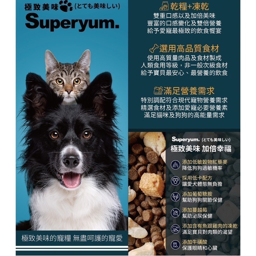 Superyum極致美味 全齡犬凍乾糧 (全齡犬/凍乾糧/低敏低卡配方) 雞肉 羊肉乾糧 凍乾 狗飼料1kg 4.9kg-細節圖7