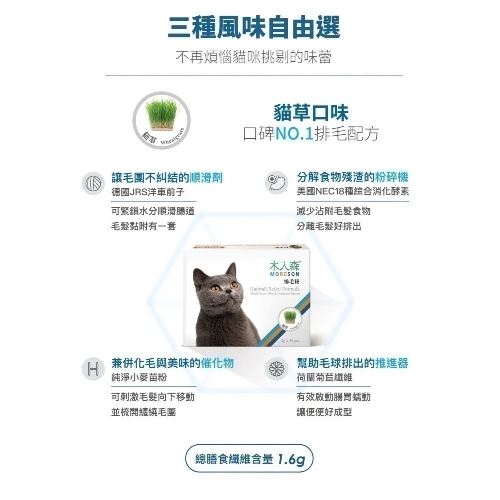 【木入森】排毛粉 貓咪排毛粉/日常排毛保養 溫和排毛守護貓咪腸胃道健康 貓咪化毛粉-細節圖7