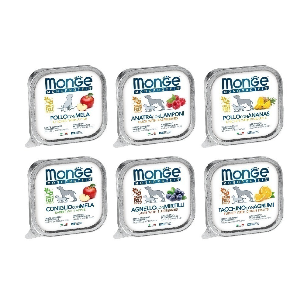 義大利 Monge 瑪恩吉 MONO蔬果 頂級 無穀主食犬餐盒系列 狗主食罐 犬餐盒 狗罐 -幼犬 雞肉+蘋果-細節圖2