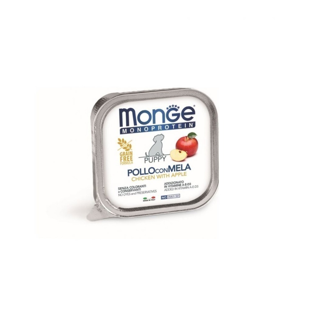 義大利 Monge 瑪恩吉 MONO蔬果 頂級 無穀主食犬餐盒系列 狗主食罐 犬餐盒 狗罐 -幼犬 雞肉+蘋果-細節圖3