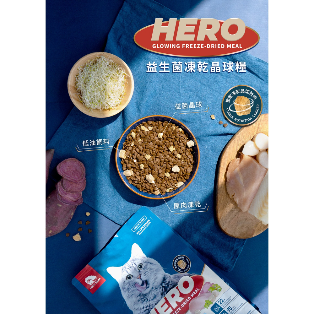 HeroMama 英雄媽媽 【貓糧】益生菌凍乾晶球糧 | 全齡貓適用 凍乾飼料 凍乾 無穀飼料 貓飼料-細節圖2