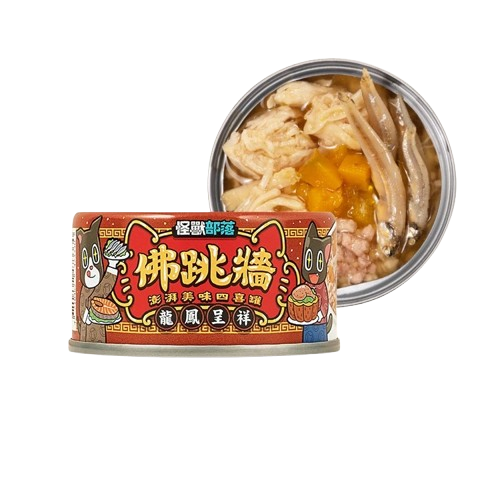 【怪獸部落LitoMon】佛跳牆 澎湃美味四喜罐 80g 副食罐 犬貓副食 貓咪罐頭 點心罐 貓咪點心罐-規格圖1