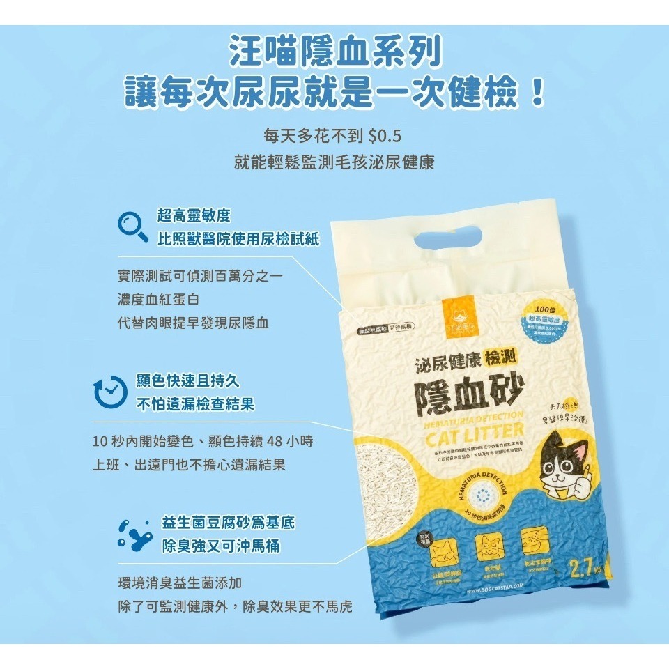 汪喵星球 隱血砂 泌尿健康檢測隱血砂 隱血顆粒 血尿檢測貓砂 泌尿檢測貓砂 條形豆腐砂 汪喵貓砂-細節圖3