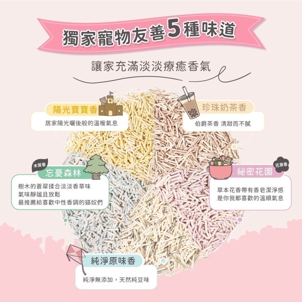 超凝小姐｜益生菌除臭豆腐砂（7L） 貓砂 豆腐砂 可沖馬桶 快速凝結 低粉塵 香氛除臭  6包/箱 (箱購免運)-細節圖4