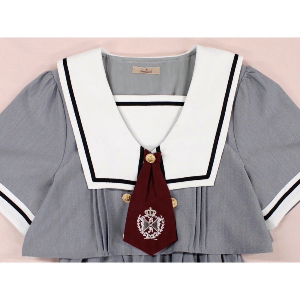 【二手】Amavel SETUP風セーラーミドルワンピース (グレー) 正品-細節圖4