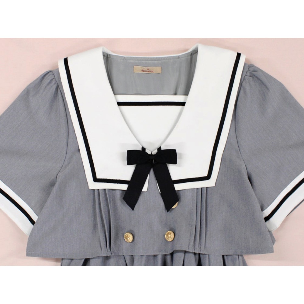 【二手】Amavel SETUP風セーラーミドルワンピース (グレー) 正品-細節圖5