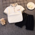 現貨❤️夏季男兒童套裝休閒韓版翻領衫套裝洋氣寶寶短袖兩件套新款套 POLO衫條紋套裝格子套裝男童套裝少量現貨售完不補-規格圖7