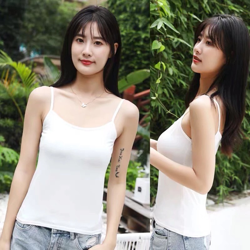 現貨❤️春夏款莫代爾棉質美背舒適 有墊 無墊 外穿 瑜伽打底 運動打底吊帶背心內搭小可愛涼感上衣免穿內衣-細節圖6