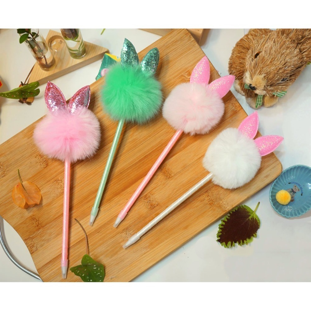 🎀可愛動物大顆毛球澎澎筆Pom-Pom Pen 動物園明星 兔子 紅鶴 貓頭鷹 親子兒童 生日聖誕禮 療癒文具-細節圖2
