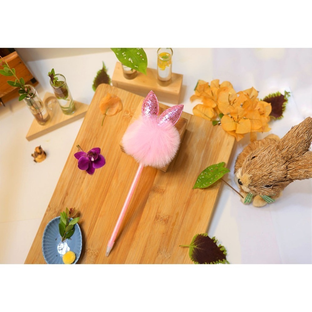 🎀可愛動物大顆毛球澎澎筆Pom-Pom Pen 動物園明星 兔子 紅鶴 貓頭鷹 親子兒童 生日聖誕禮 療癒文具-細節圖3