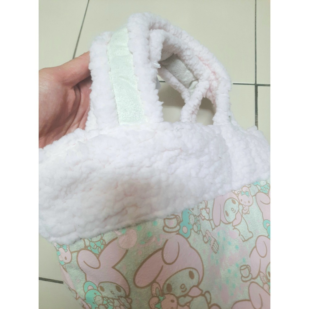 三麗鷗美樂蒂手提包 Sanrio毛絨提帶 外出小拎包 小物收納-細節圖2