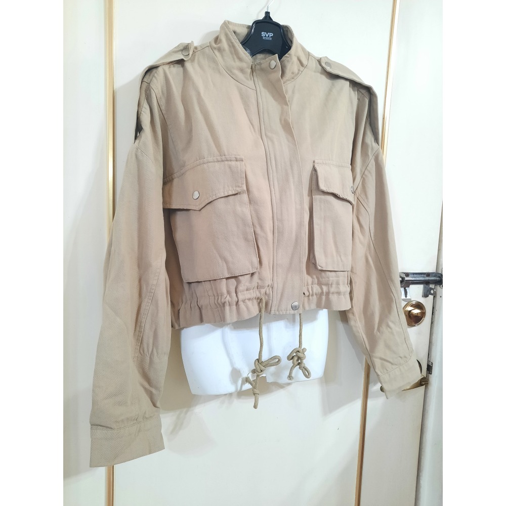 全新 韓版 女寬短版卡其色外套 多袋工裝外套 KOREAN LADIES CARGO JACKET 正韓OOTD-細節圖4