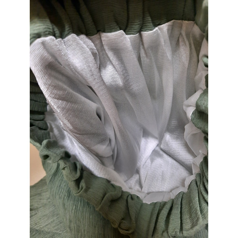 二手出清 蕾絲透膚上衣罩衫＋皺皺裙中長裙  SIZE F -細節圖6