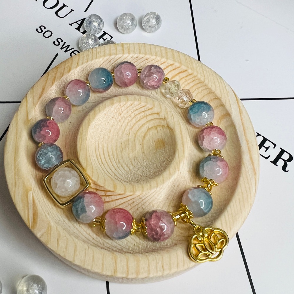 🌹琉璃時光手作工坊🌹【仲夏之夢】 原創琉璃手鏈 琉璃珠 爆裂珠 爆花珠 冰裂珠-細節圖2