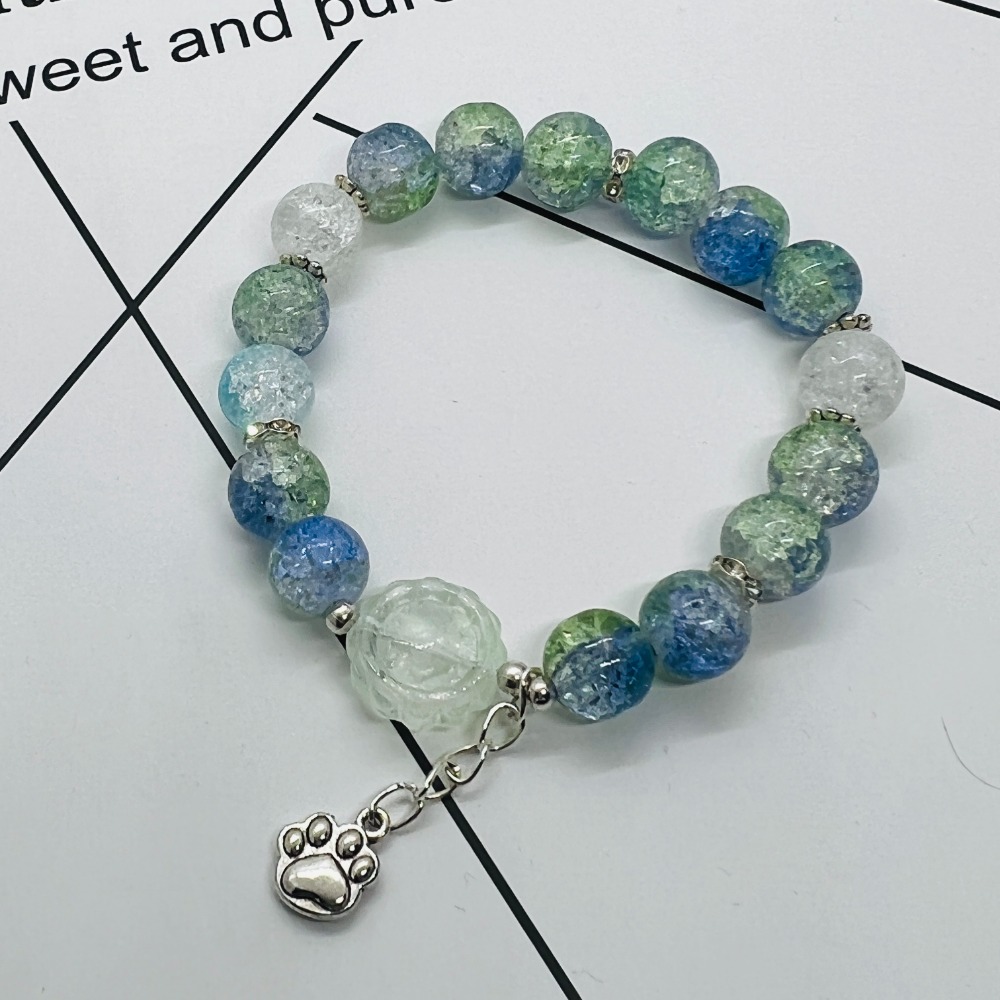 🌹琉璃時光手作工坊🌹【綠意】原創琉璃手鏈 琉璃珠 爆裂珠 爆花珠 冰裂珠-細節圖2