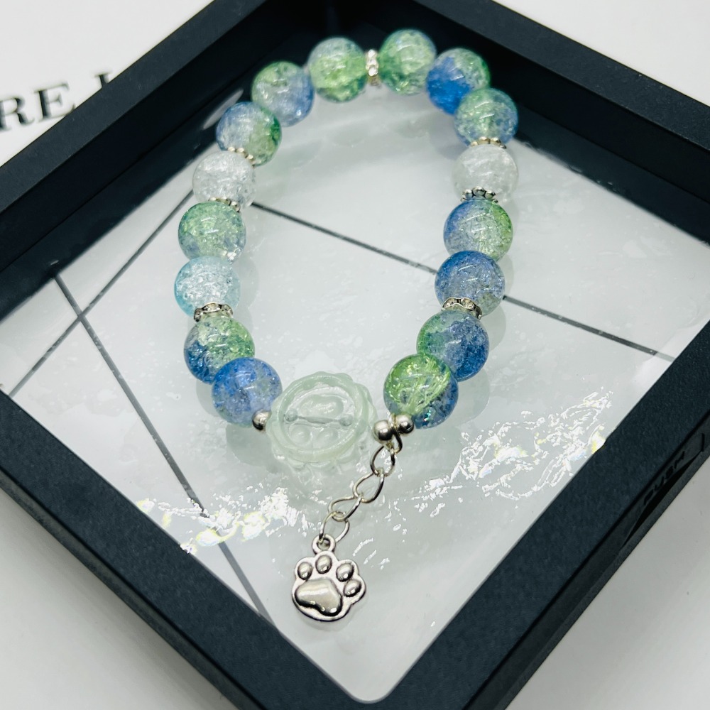 🌹琉璃時光手作工坊🌹【綠意】原創琉璃手鏈 琉璃珠 爆裂珠 爆花珠 冰裂珠-細節圖3