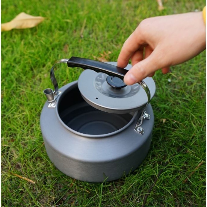 【台灣現貨】鋁合金 1.6L 開水壺 大容量 水壺 快速 鋁水壺 茶壺 高山用 燒水壺 咖啡壺 露營 登山 野營 網袋-細節圖2