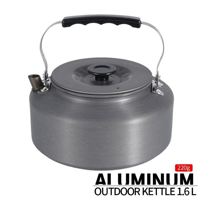 【台灣現貨】鋁合金 1.6L 開水壺 大容量 水壺 快速 鋁水壺 茶壺 高山用 燒水壺 咖啡壺 露營 登山 野營 網袋-細節圖4