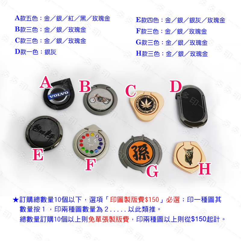 客製化 可旋轉手機支架 指環釦 金屬手機支架 手機戒指支架 來圖訂做 訂製 另有車用出風口黏貼磁吸式指環支架底座  批發-細節圖3