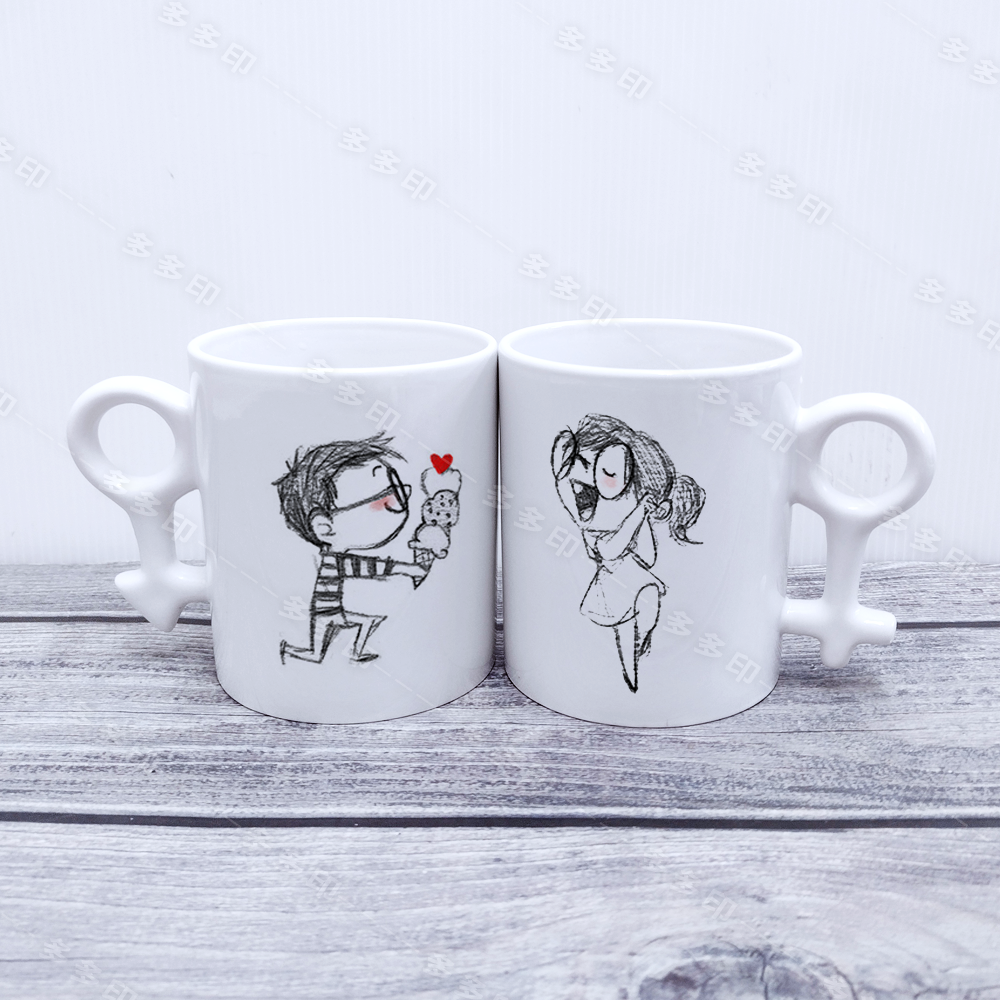 多多印 客製化 情侶對杯 ♂♀性別杯把對杯♀♂ 造型杯把 馬克杯 來圖訂製 公司團體網紅禮贈品寵物創意動漫同人周邊訂做-細節圖2