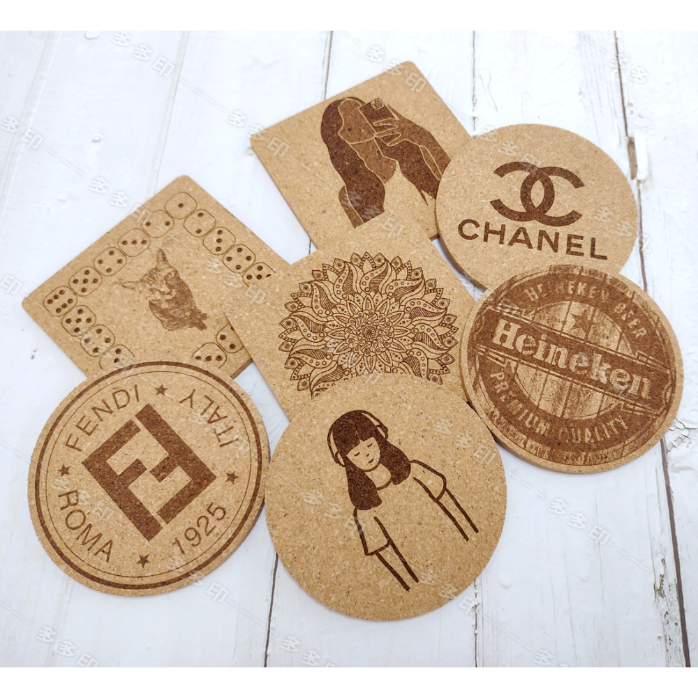 多多印 客製化 雷雕軟木杯墊 雷射雕刻杯墊 來圖訂製 LOGO 公司學校團體活動紀念品 訂做 生日禮物情人節 禮贈品訂製-細節圖2