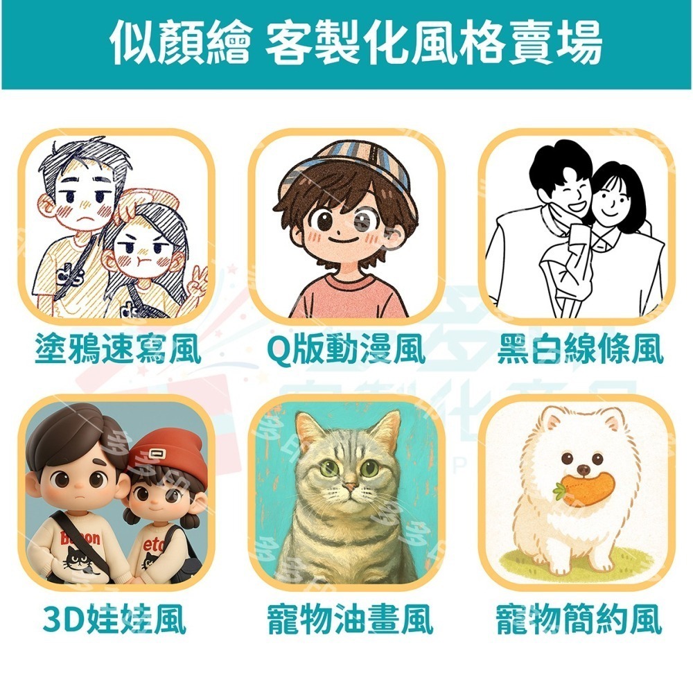 多多印⭐客製化似顏繪⭐人像客製 Q版人像 無臉繪 色塊風 極簡風 頭像 情侶合照 全家福 寵物 來圖客製 代生成圖片-細節圖3