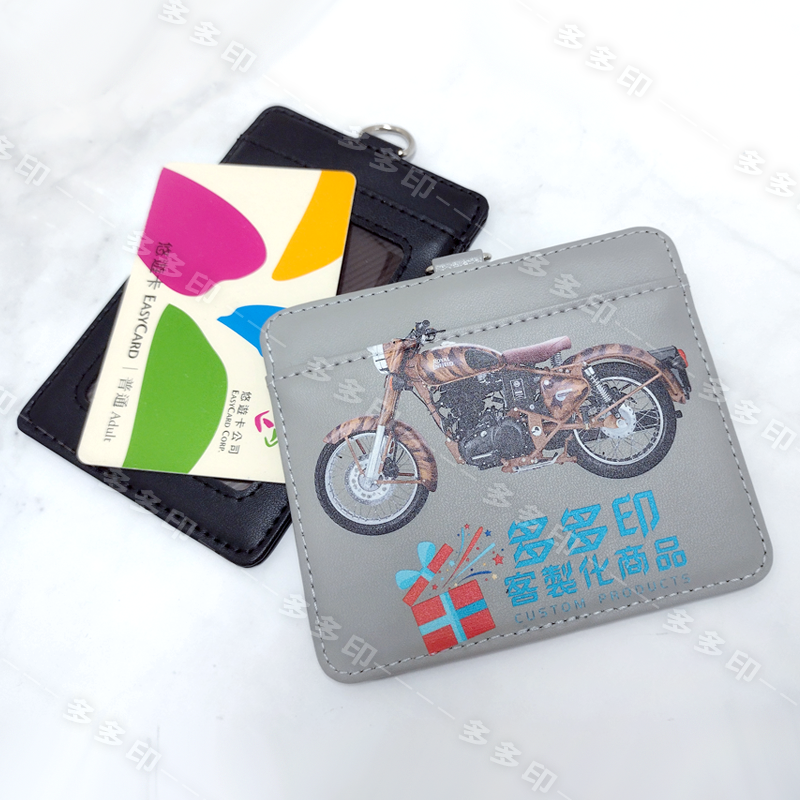 多多印 客製化 真皮 雙卡證件套 卡套 附伸縮扣掛繩 員工門禁卡套 識別證卡套 訂做 工作證保護套  來圖訂製  皮套-細節圖4