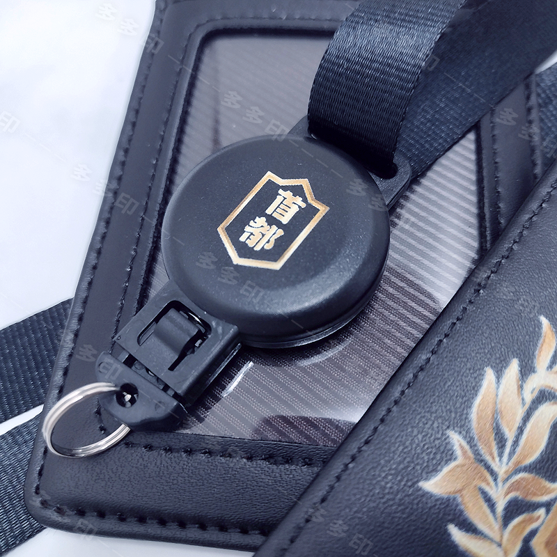 多多印 客製化 真皮 雙卡證件套 卡套 附伸縮扣掛繩 員工門禁卡套 識別證卡套 訂做 工作證保護套  來圖訂製  皮套-細節圖11