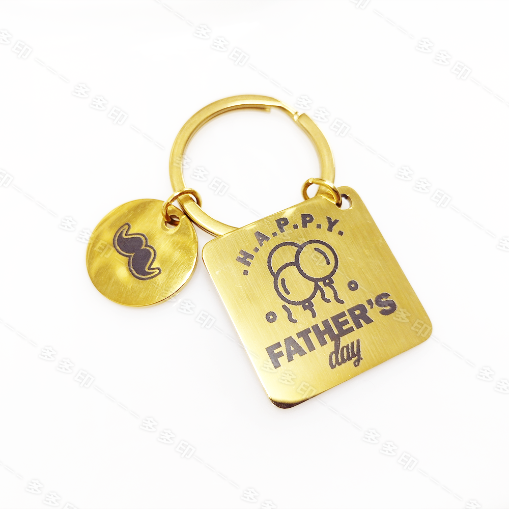 多多印 客製化 雷射雕刻正方形吊墜金屬鑰匙圈 雷雕不鏽鋼鑰匙圈 情人節 生日 畢業禮物節日紀念品 來圖訂做 婚禮小物訂製-細節圖3