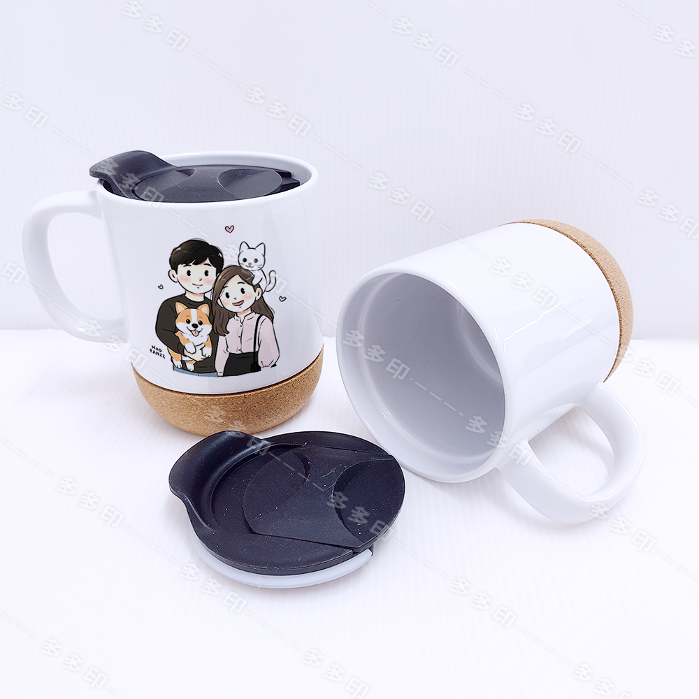 多多印 客製化 軟木杯墊馬克杯 附杯蓋 馬克杯 來圖訂製 咖啡杯 訂做 杯子 畢業生日禮物 情人節 婚禮 紀念品 訂製-細節圖2