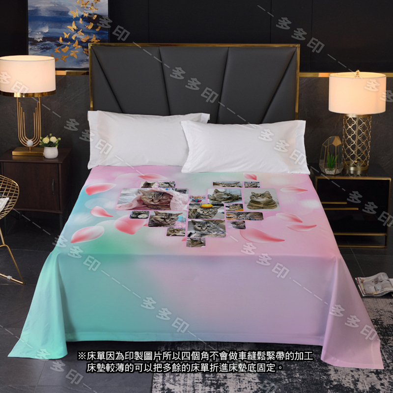 多多印 客製化 單人 雙人 床套組 枕套 被套 床單 1.2m 1.5/1.8m 床包組 情侶 寵物紀念 照片來圖訂做-細節圖2