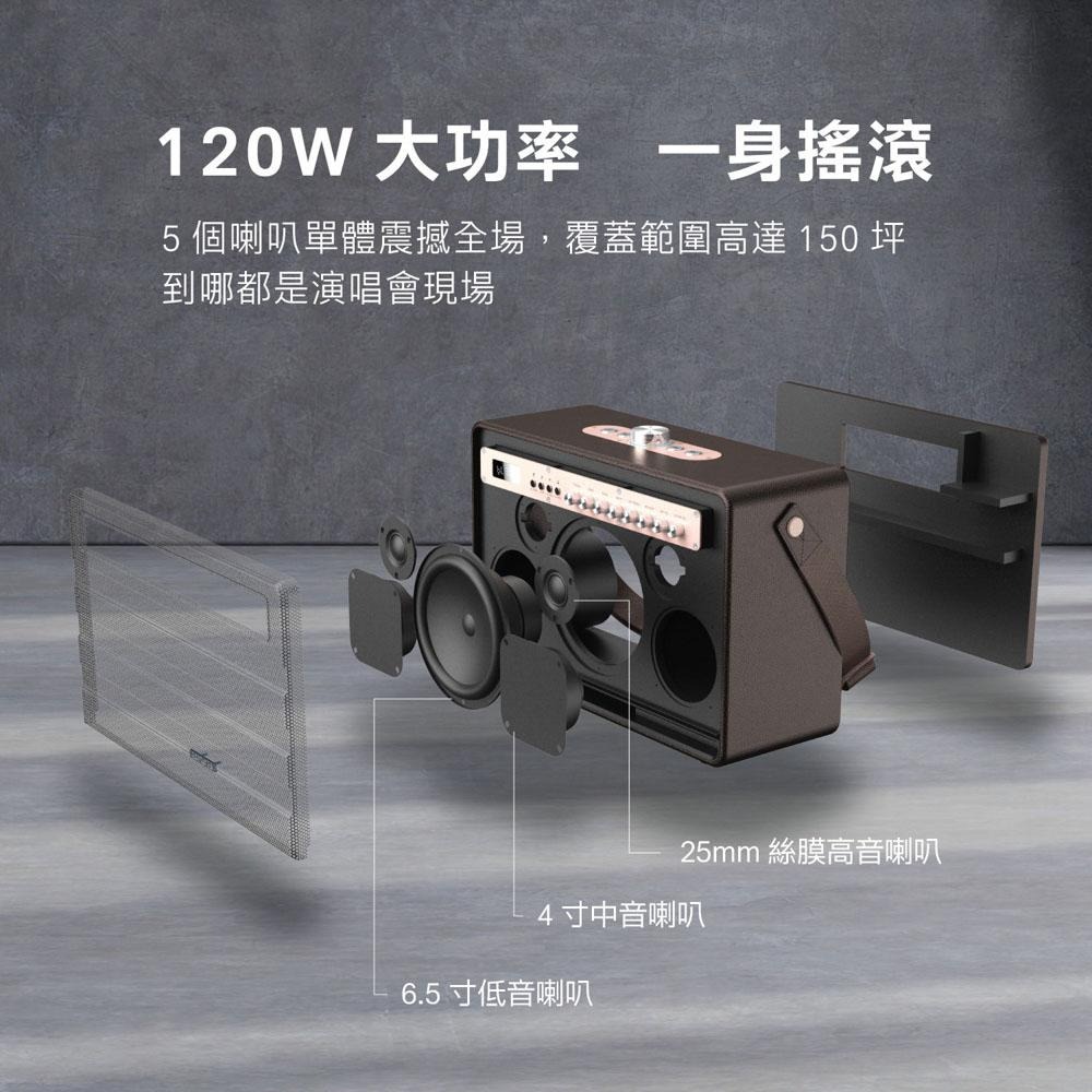 AIWA 愛華 藍牙喇叭/無線音響 唱歌/廣播/教學 一機多用 附雙麥克風 MI-X450 Pro ENIGMA-細節圖5