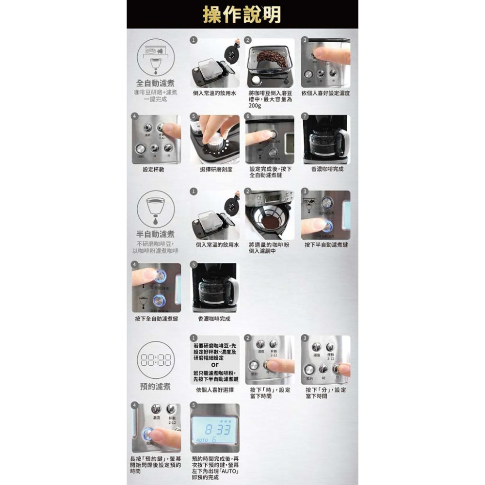 【PRINCESS】荷蘭公主 自動控水2-12杯 全自動研磨 美式咖啡機/咖啡機 249406-細節圖9