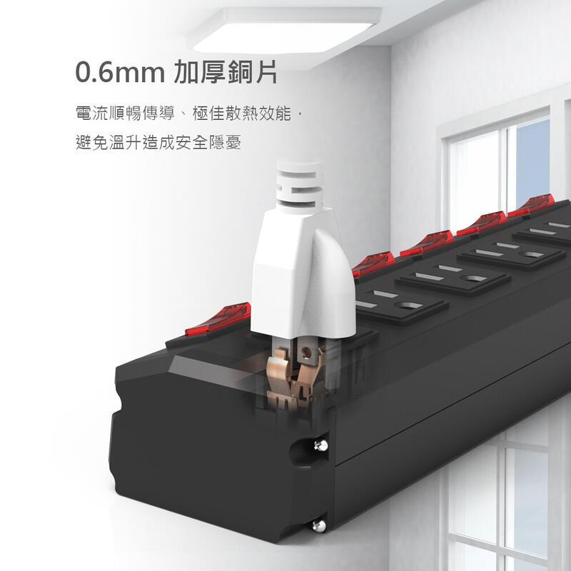 DIKE 工業級鋁合金 過載防護 六開五座 電源延長線/延長線/排插線 DAH256/DAH259-細節圖3