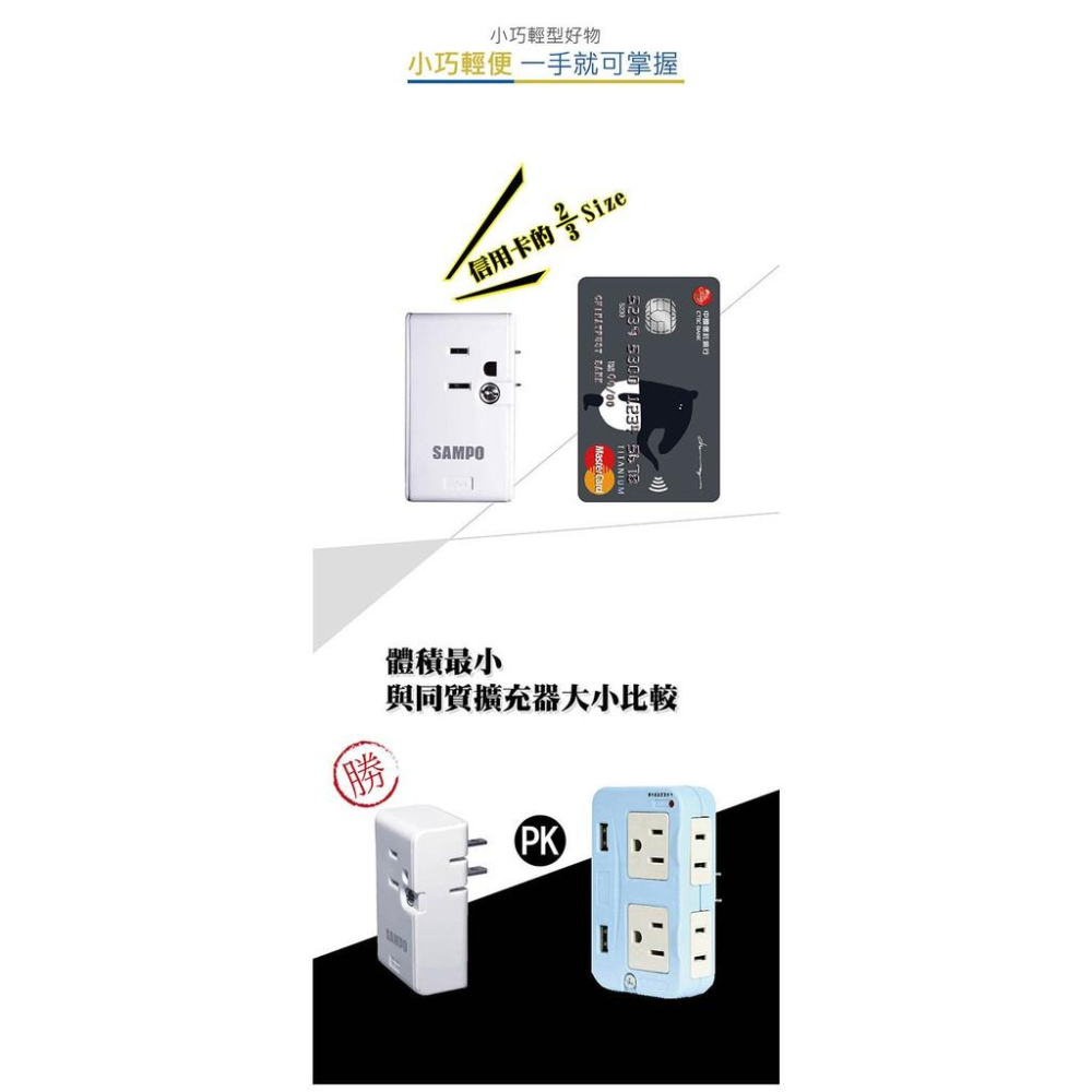 SAMPO 聲寶 USB 旅行擴充座 適用110V~240V 美加日地區 EP-U161MU2-細節圖6