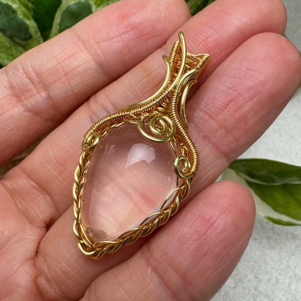 CW-34 星光粉晶 藝術銅線編織項鍊-細節圖4