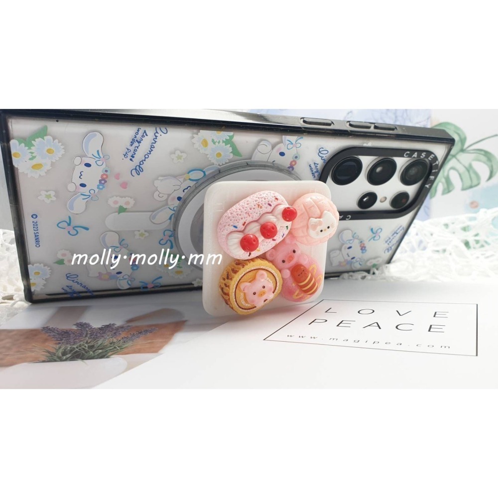 ♥茉茉跟雲♥～食玩系 豬豬貓貓的小點心 磁吸手機氣囊支架 MagSafe-細節圖2