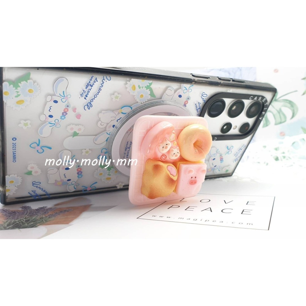 ♥茉茉跟雲♥～食玩系 粉粉豬點心盤 磁吸手機氣囊支架 MagSafe-細節圖2