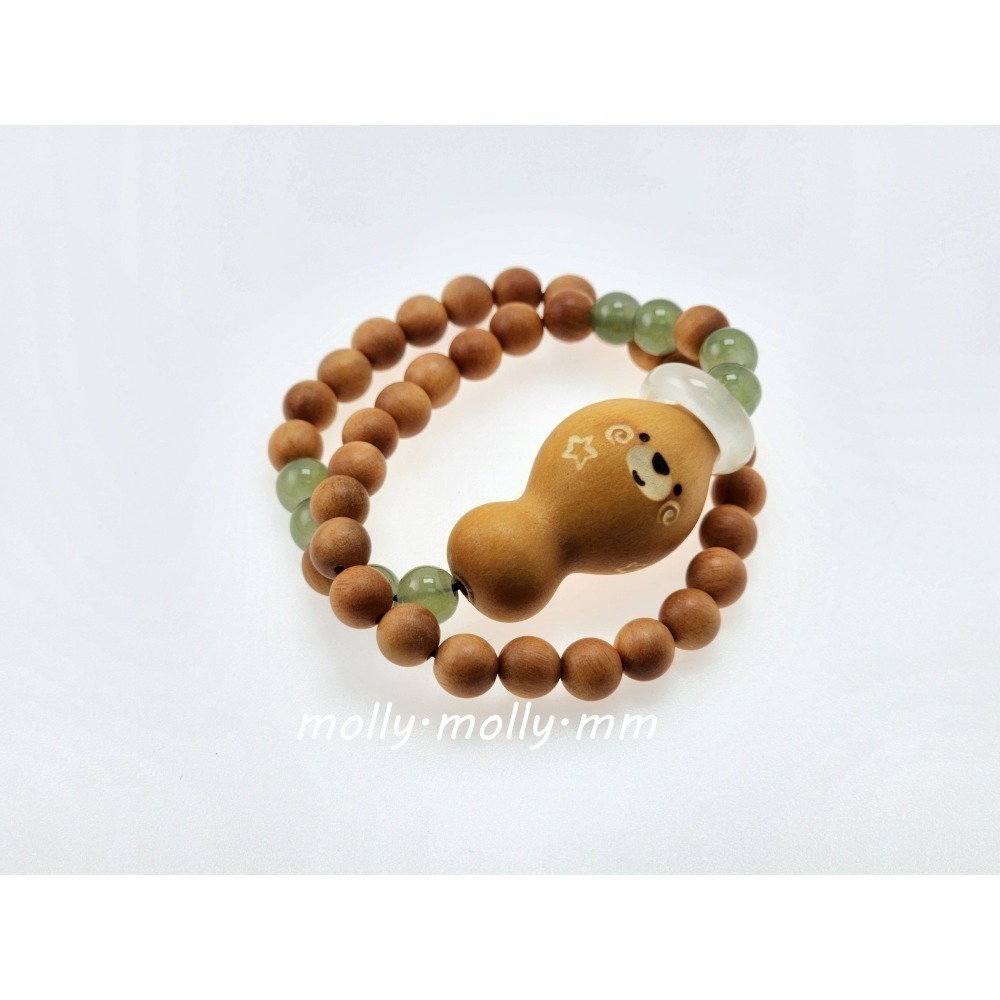 ♥茉茉跟雲♥～【小熊迷你小葫蘆花梨木跑環雙圈手串】～小熊葫蘆 手鍊 手串 手環 阿拉善 黑悟空 檀木 香水 手鐲 佘太翠-細節圖2