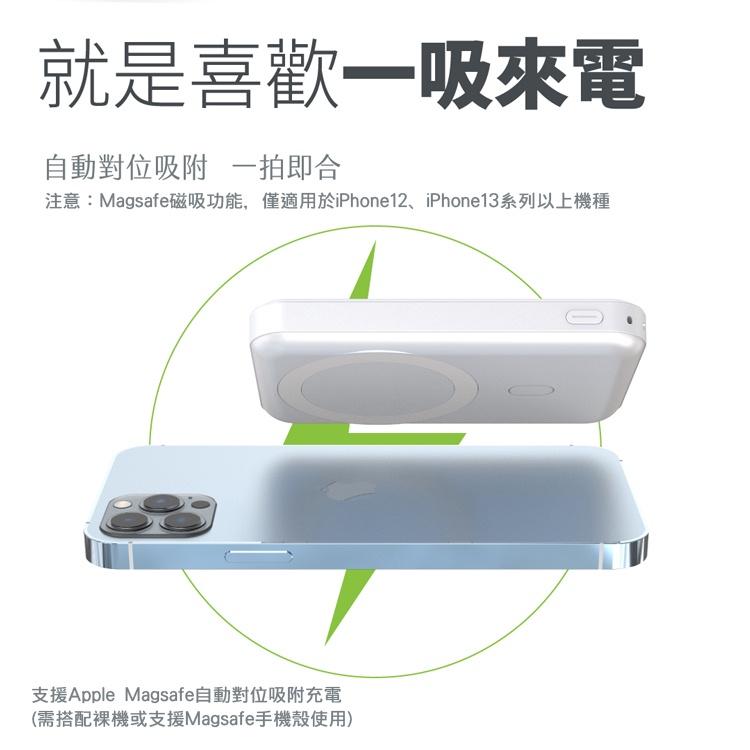 行動電源 額定容量 6200mAh 支援 磁吸式 MagSafe 無線充電 雙孔 快速充電 Type-C PD 行動充-細節圖2