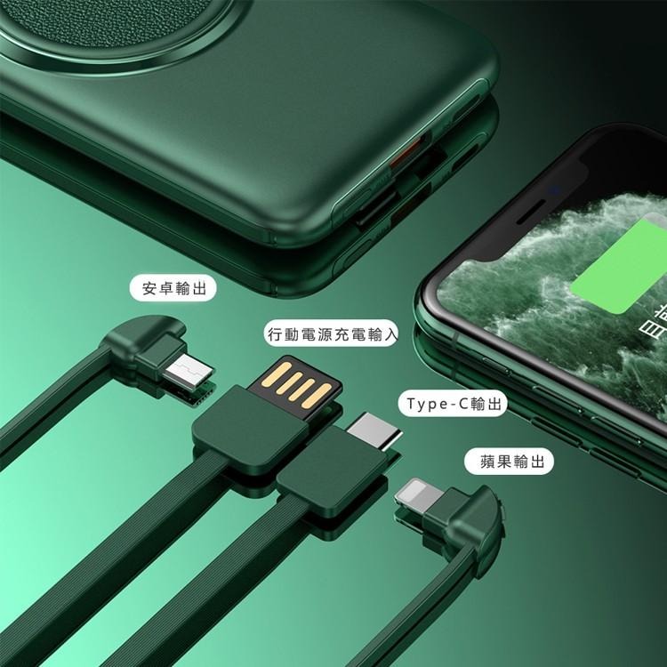 10000mAh 額定6000mAh 無線充電 充電線 2A 行動電源 自帶線 適用iPhone 安卓 Type-C-細節圖5