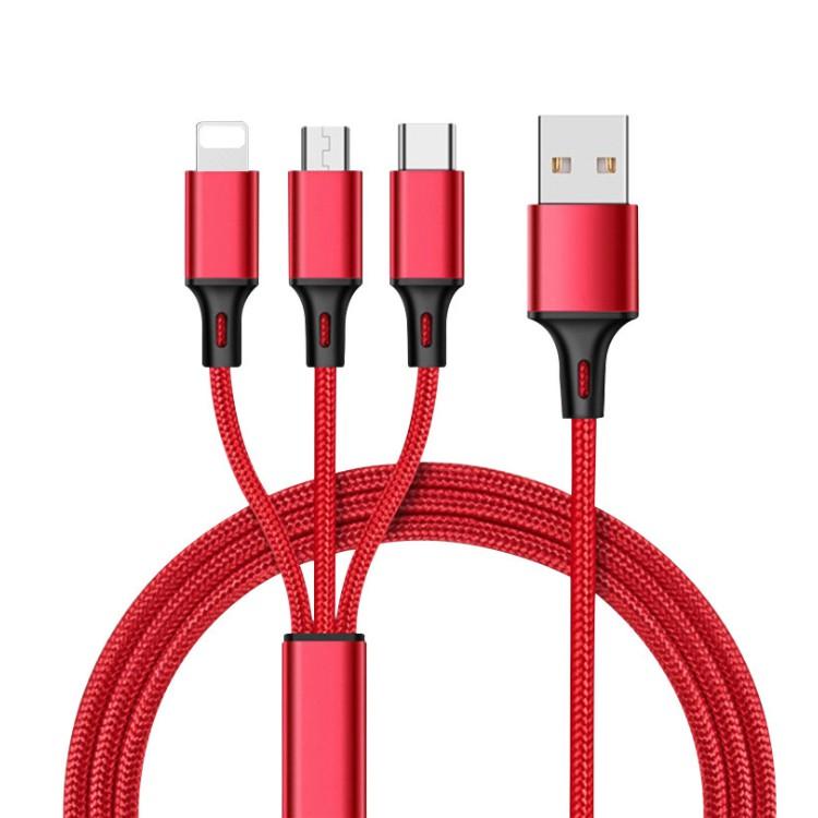 多功能編織充電線 三合一 充電線 多功能 充電線 適用iPhone Type-C Micro USB-細節圖2
