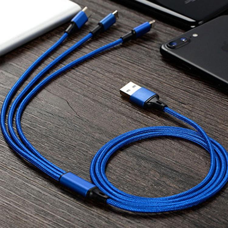 多功能編織充電線 三合一 充電線 多功能 充電線 適用iPhone Type-C Micro USB-細節圖4
