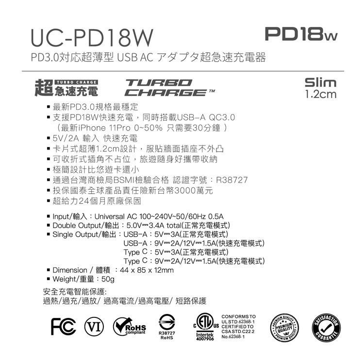 ONPRO UC-PD18W 充電器 充電頭 iPhone PD 安卓PD 快充 收納 便攜 QC3.0 快速充電 旅充-細節圖9