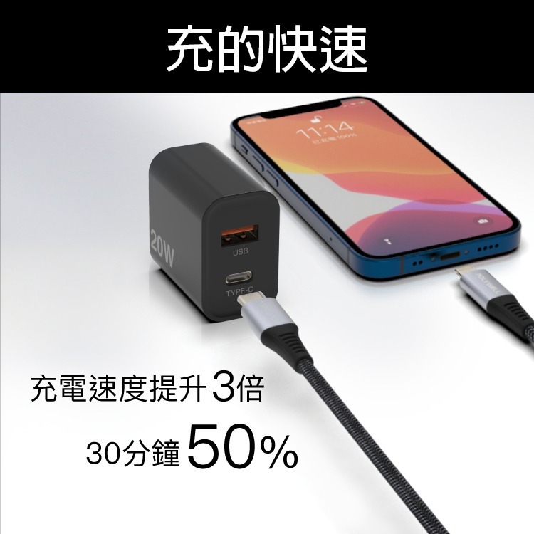 PD 快充頭 雙孔快充頭 20W Type-C 充電頭 充電器 豆腐頭 電源供應器 旅充頭 適用蘋果iPhone-細節圖4