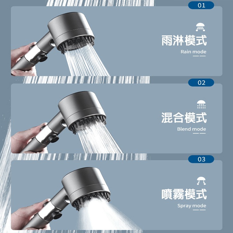 三檔 帶濾心 增壓蓮蓬頭 蓮蓬頭 淋浴蓮蓬頭 三 段式 花灑 一鍵止水 花灑蓮蓬頭 spa蓮蓬頭 三段式蓮蓬頭-細節圖2
