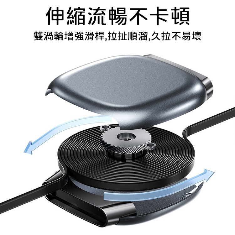 PD 240W 伸縮充電線 Type-C 快充線 三段伸縮 不打結 磁吸收納 迷你便攜 耐拉耐折 PD快充 充電線-細節圖5
